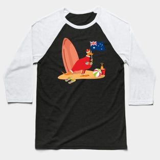 Santa Kangaroo on the Beach Baseball T-Shirt